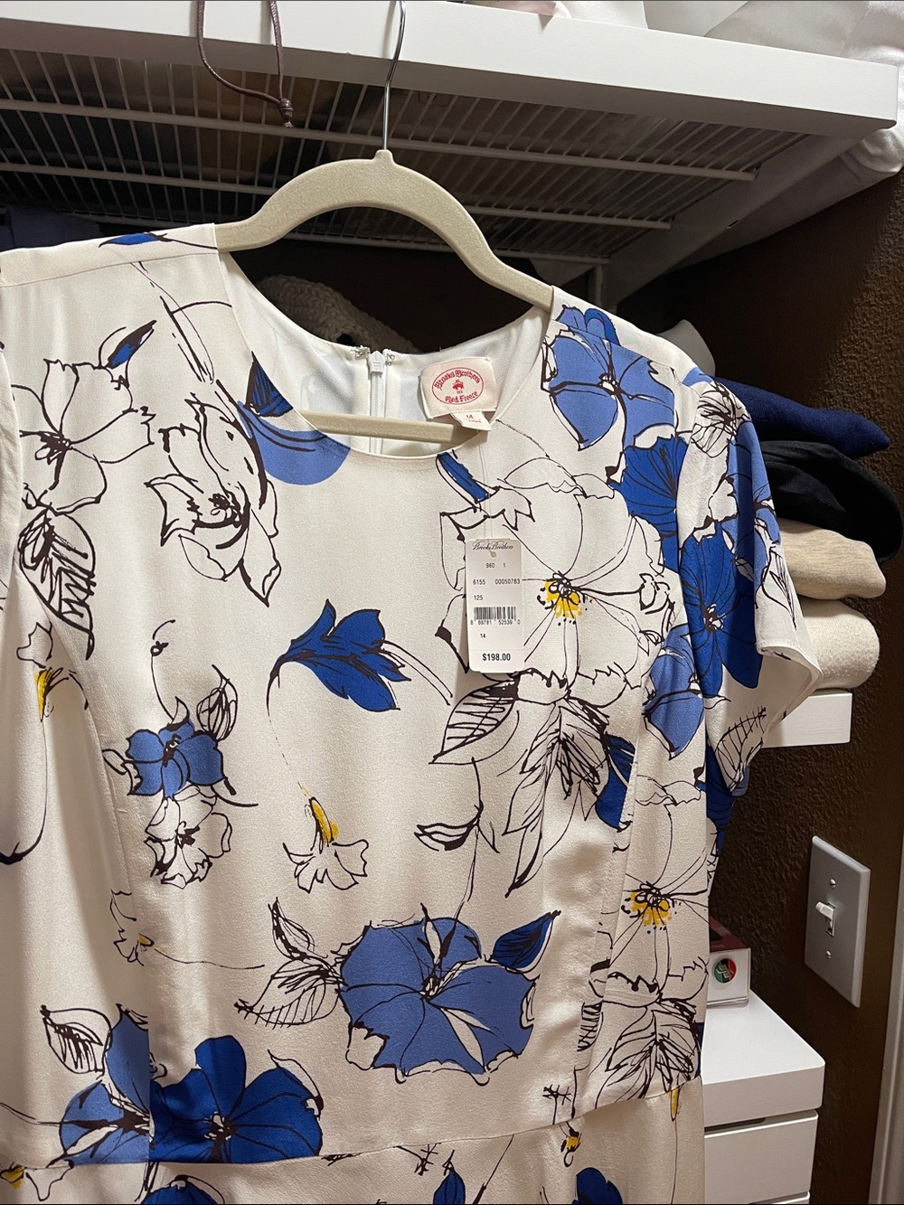 Brooks Brothers Cream Blouse with Blue Floral Print